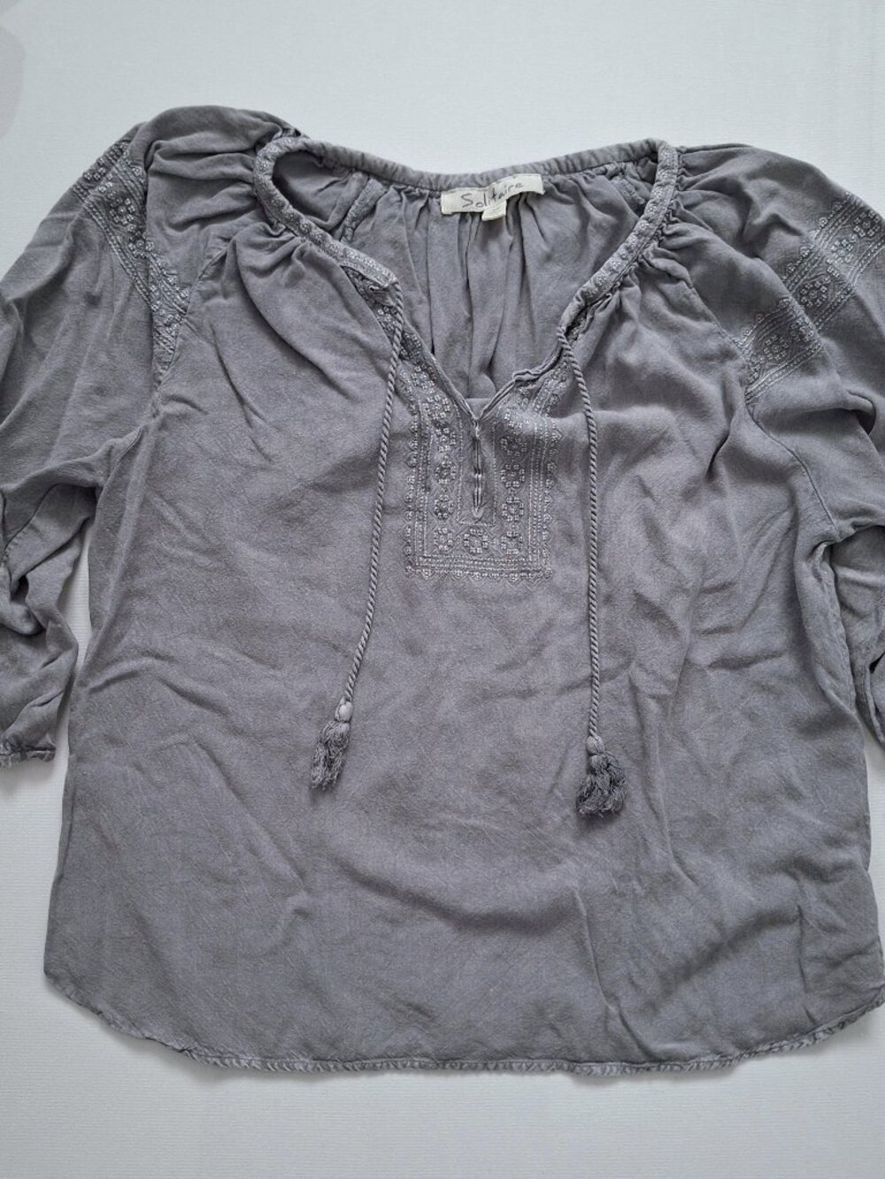 Solitaire Grey Boho Rayon Top - Picture 5 of 8